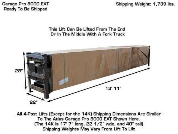 Atlas Automotive Equipment Atlas Equipment Garage PRO8000EXT Extra Tall Portable Hobbyist 8,000 lb. Capacity 4-Post Lift - Image 16