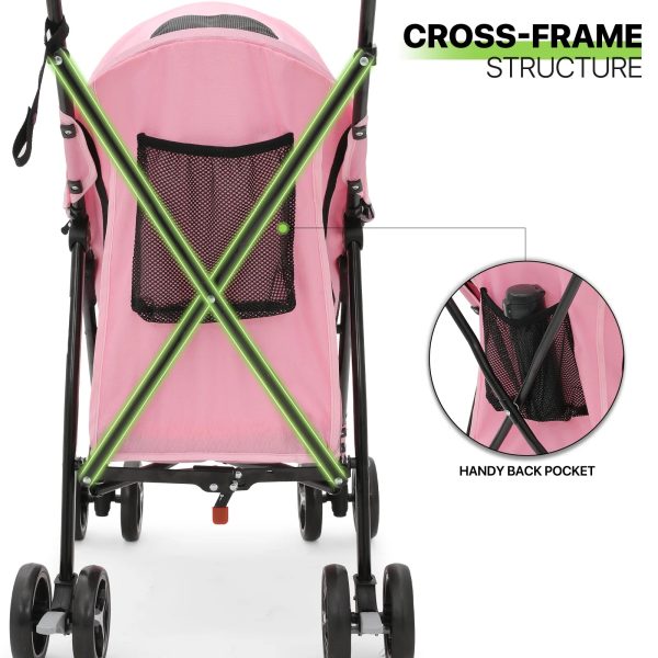 Magshion 4 Wheel Foldable Lightweight Dog Stroller for Small Medium Dogs, Pet Stroller, (Pink) - Image 9