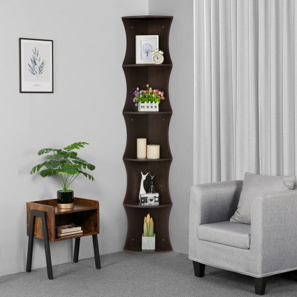 Nesuncia 77" H 5 Tier Corner Shelf Plant Stand Open Bookshelf Unique Furniture - Image 4