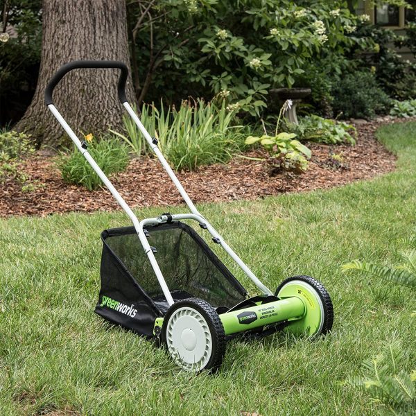 Greenworks 16-Inch Reel Lawn Mower with Grass Catcher 25052，Black/Green， 47"D x 22"W x 29.75"H💝 Last Day For Clearance - Image 12