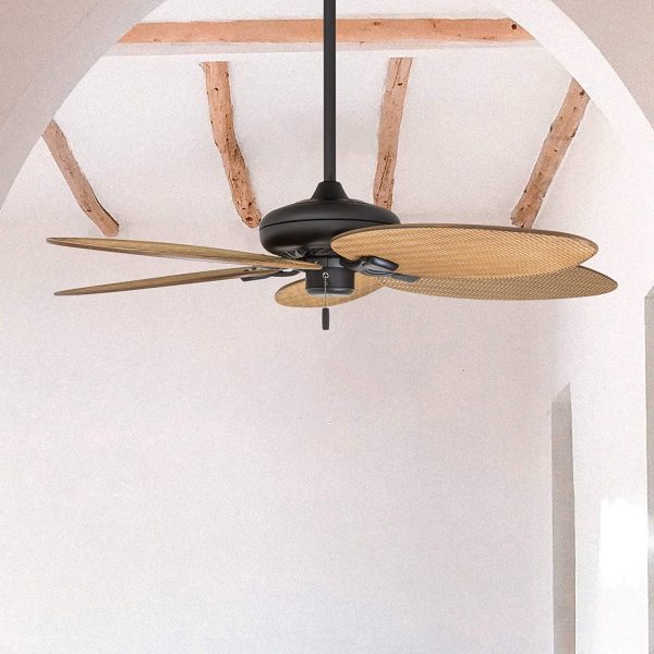 Honeywell Palm Valley 52" Bronze Tropical Ceiling Fan with 5 Palm Blades, 4 Arm Light Kit, Pull Chains & Reverse Airflow - Image 5