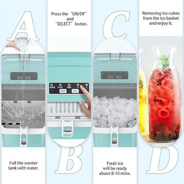 Countertop Ice Maker,Portable Ice Machine with Carry Handle,Self-Cleaning,Basket and Scoop,9 Cubes in 6 Mins,26.5lbs/24Hrs,2 Sizes of Bullet Ice,for Home,Kitchen,Party,Black - Image 6