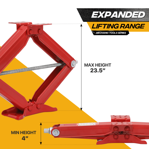 Magshion Set of 4 Heavy Duty Scissor Jack, 2.5 Ton 5000lbs Car Jack Tire Repair Tools Kit, RV Trailer Stabilizer Leveling Scissor Jacks with Handle, Red - Image 6