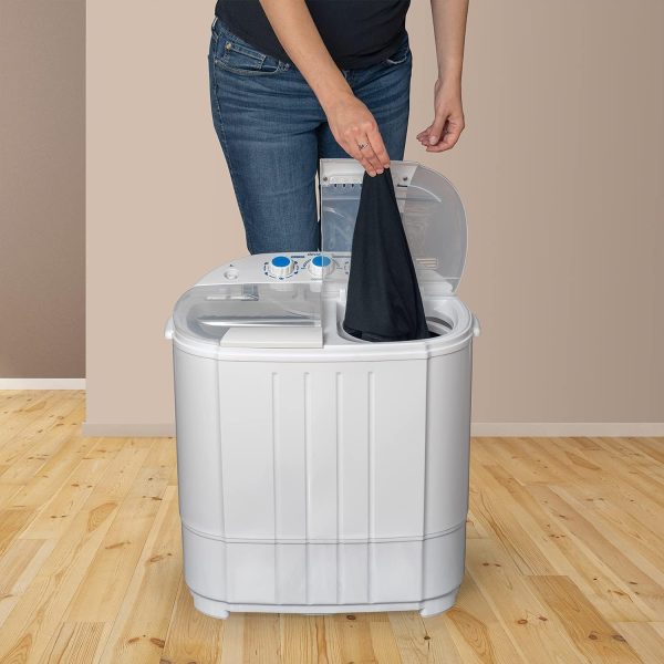 Home Compact Washing Machine with Twin Tub for Wash and Spin Dry, Portable, Built-in Gravity Drainage System, Agitation Wash Cycles, Use Less Soap and Water, for Dorms, Apartments, RVs - Image 8