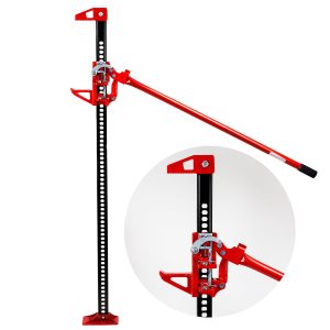60" Ratcheting Off Road Utility Farm Jack, 3 Ton (6,000 lb) Capacity Detachable Handle SUV Truck Farm Van Bumper Tractor, Red
