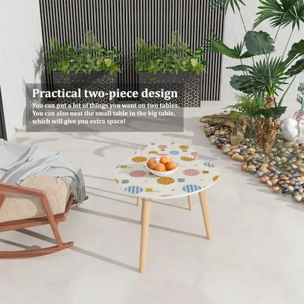 JYHOME Small Coffee Nesting Seamless Cute Pattern hot air Balloons Sky Triangle End Center Modern Room Bedroom Balcony - Image 5