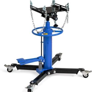 TUFFIOM Transmission Jack, 1660 lbs 3/4-Ton Hydraulic 2-Stage High Lift Vertical Telescoping Floor Jack Stand, 34" to 68" Lifting Range, w/Pedal, 360° Swivel Wheels, Garage/Shop Lift Hoist