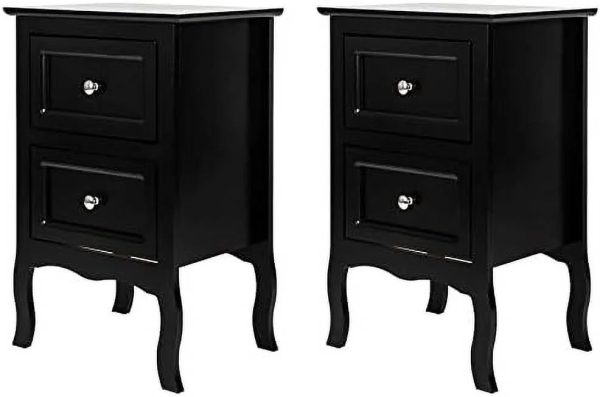 HBLUKDL Night Table Modern Wood Night Stand End Table Wooden Bed Side Tables with 2 Drawers Large Space Brown Size 15.74"(W) x 11.81"(D) x 23.66"(H) - Image 4
