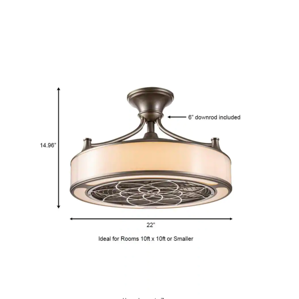 Home Decorators Collection Windara 22 in. LED Indoor/Covered Outdoor Brushed Nickel Ceiling Fan with Light Kit and Remote Control - Image 6