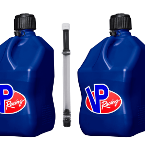 VP Racing Utility Jug 5.5 Gallon + Deluxe Hose - Mix and Match Between 11 Different Colors - Made in the USA (2 Pack, Blue)
