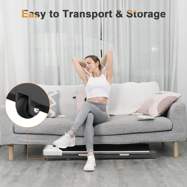 CoolHut 2.5Hp Walking Pad, Walking Area 2 in 1 Under Desk Treadmill,300lb Walking Treadmill with Remote Control and LED Display, Quiet, Compact & Small Treadmill for Home & Office. White - Image 6