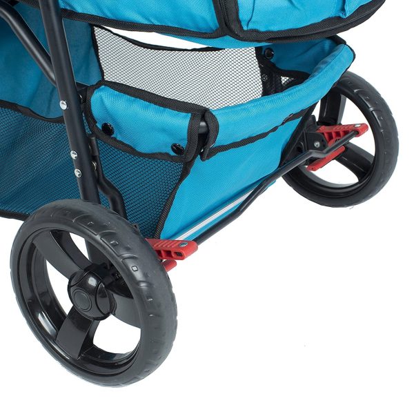 Durable Folding Pet Stroller with Mesh Sides for Dogs & Cats, Mermaid (Open Box) - Image 6