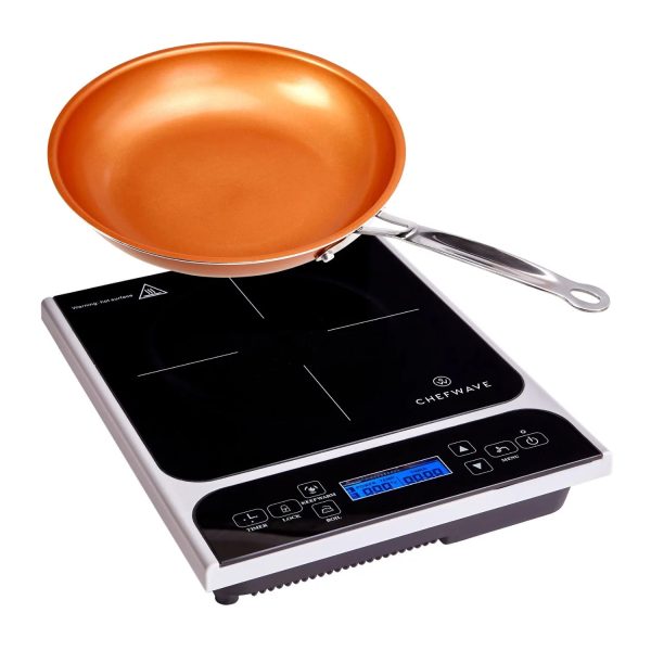 ChefWave LCD 1800W Portable Induction Cooktop w/ Safety Lock, Bonus 10in Fry Pan - Image 3