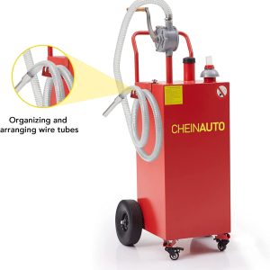 35 Gallon Portable Gas Caddy Fuel Storage Tank Gasoline Diesel Fuel with 2 Wheels for Car, Lawnmower, ATV, Boat, Motorcycle