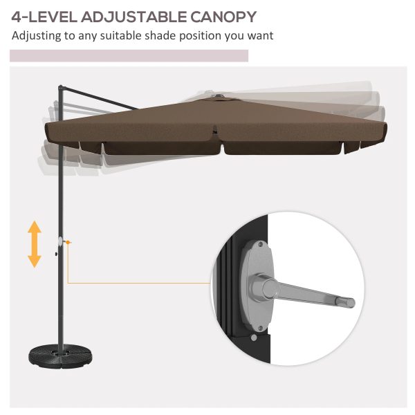 Royard Oaktree 10ft Cantilever Patio Umbrella, Outdoor Offset Umbrella with Tilt, Crank, Cross Base, Aluminum Pole, and Air Vent, Large Market Umbrella for Garden, Pool, Deck, Backyard, Tan - Image 3
