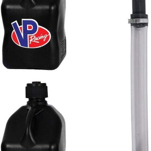VP Racing Fuels 5-Gallon Square Motorsport Utility Container Black & 14" Standard Hose 2 Pack