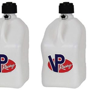 VP Racing Fuels Motorsport 5 Gallon Square Plastic Utility Jug White & 14 Inch Hose (2 Pack)