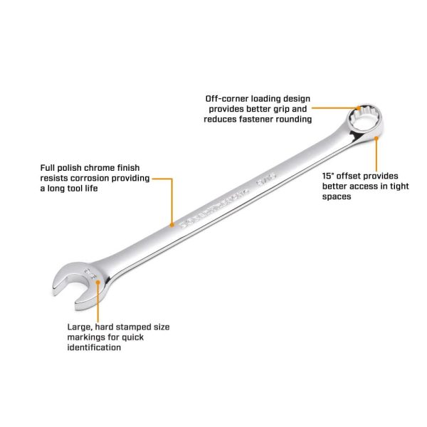 GearWrench 81918 15 Pc. 12 Point Sae Long Pattern Combination Wrench Set With Wrench Roll - Image 8