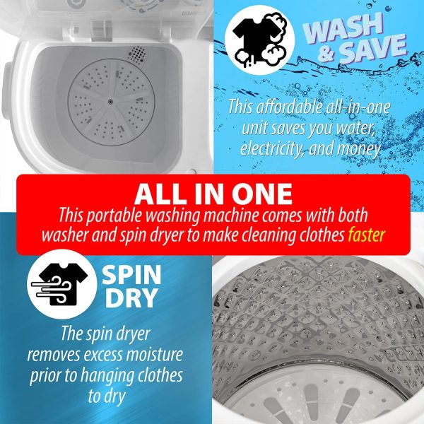 Home Compact Washing Machine with Twin Tub for Wash and Spin Dry, Portable, Built-in Gravity Drainage System, Agitation Wash Cycles, Use Less Soap and Water, for Dorms, Apartments, RVs - Image 2