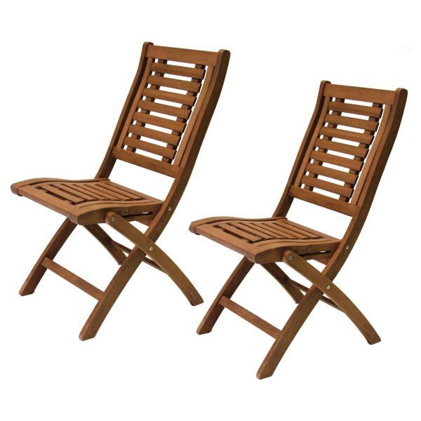 Eucalyptus Folding Side Chair Pair - Image 2