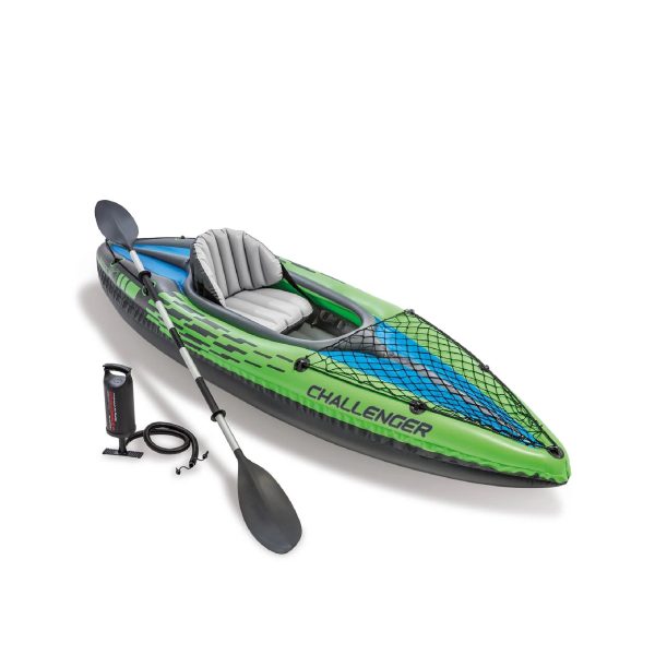 Intex Challenger K1 Single Person Inflatable Fishing Kayak Set Accessory Kit Oars & Pump - Image 6