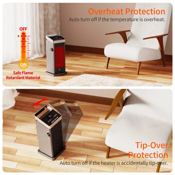 ALROCKET 1500W Ceramic Heater 90'' Oscillating with Thermostat and Remote Control - Image 2