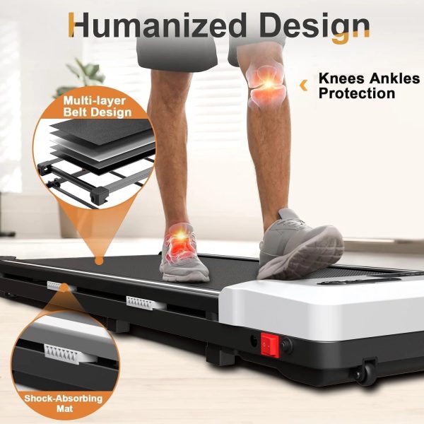 CoolHut 2.5Hp Walking Pad, Walking Area 2 in 1 Under Desk Treadmill,300lb Walking Treadmill with Remote Control and LED Display, Quiet, Compact & Small Treadmill for Home & Office. White - Image 7