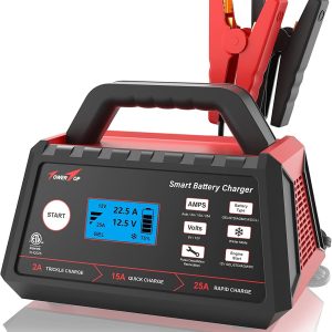 TowerTop 2/15/25A Battery Charger, 6V/12V Fully Automatic Smart Trickle Charger, Automotive Car Battery Maintainer for Lead-Acid and LiFePO4 Lithium Batteries