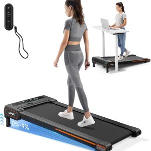 UPGO Walking Pad with Auto Incline up to 9%, Under Desk Treadmills with 350LBS Weight Capacity, 3-Slope Incline and Large LED Display
