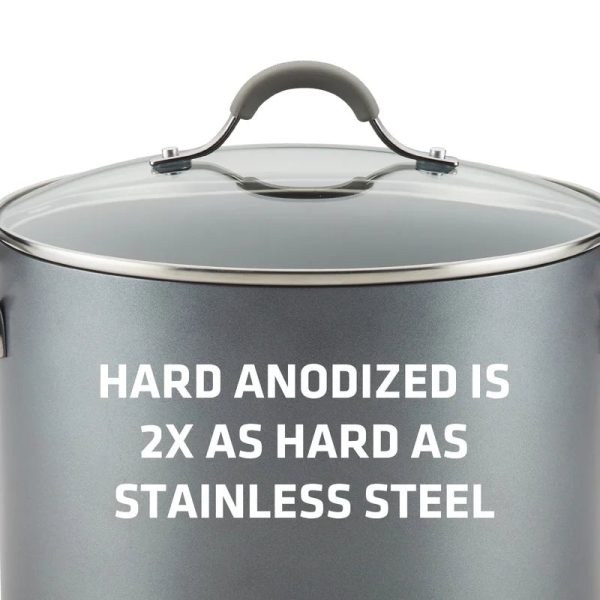 Circulon 84569 Elementum 7.5 qt. Hard-Anodized Aluminum Nonstick Stock Pot in Oyster Gray with Glass Lid - Image 5