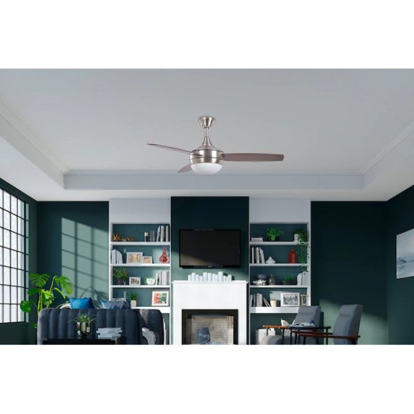 Harbor Breeze Beach Creek 44-in Brushed Nickel LED Indoor Downrod or Flush Mount Ceiling Fan with Light Remote (3-Blade) - Image 2