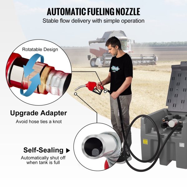BENTISM Portable Diesel Tank 58 Gal Diesel Fuel Tank with 12V Transfer Pump Gary - Image 5