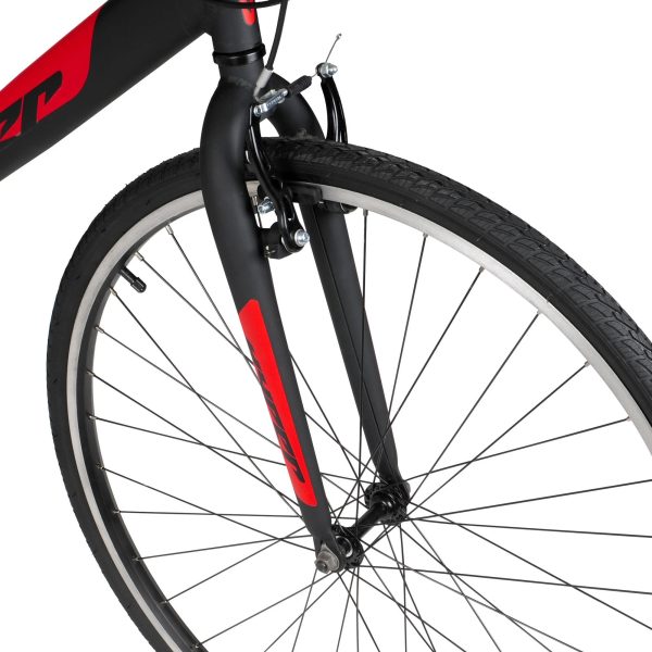 Hyper Bicycle 700c Men's Spin Fit Hybrid Bike, Black and Red - Image 3