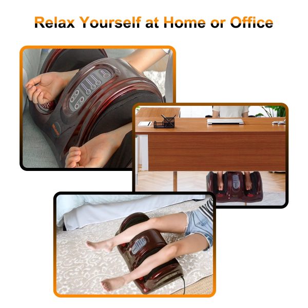 Electric Shiatsu Foot Massager for Pain Relief, Deep Kneading Rolling Feet and Calf Massager, Leg Circulation Machine for Plantar Fasciitis and Neuropathy, Red - Image 7