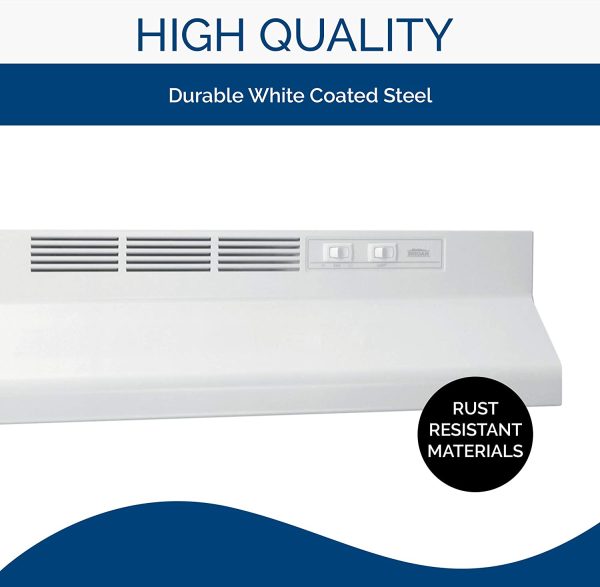 Broan-NuTone 413001 Non-Ducted Ductless Range Hood with Lights Exhaust Fan for Under Cabinet， 30-Inch， White - Image 4