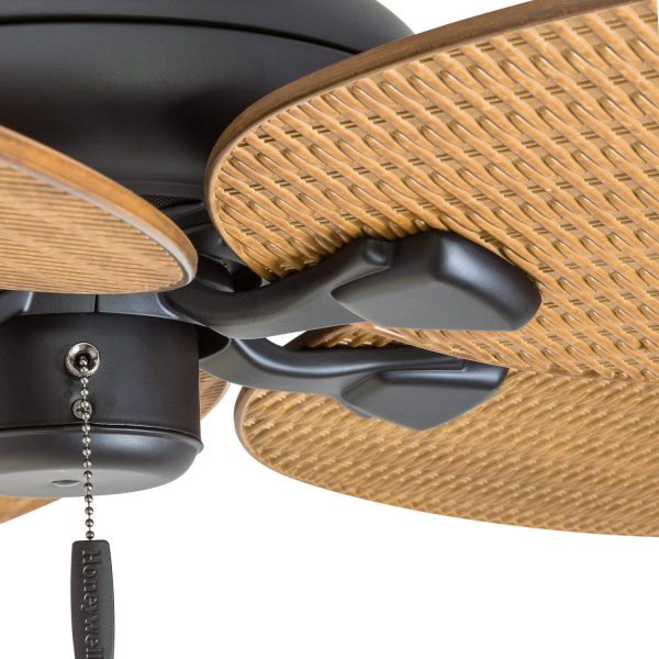 Honeywell Palm Valley 52" Bronze Tropical Ceiling Fan with 5 Palm Blades, 4 Arm Light Kit, Pull Chains & Reverse Airflow - Image 4