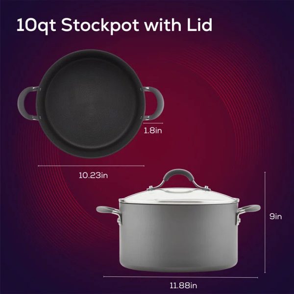 Circulon 83909 Radiance 10 qt. Hard-Anodized Aluminum Nonstick Stock Pot in Gray with Glass Lid - Image 6