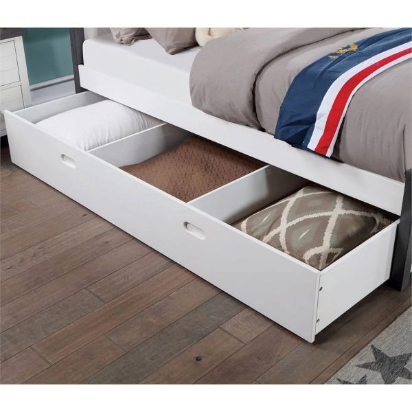 Furniture of America Acres Wood Full Bed with Trundle in White and Gray - Image 3