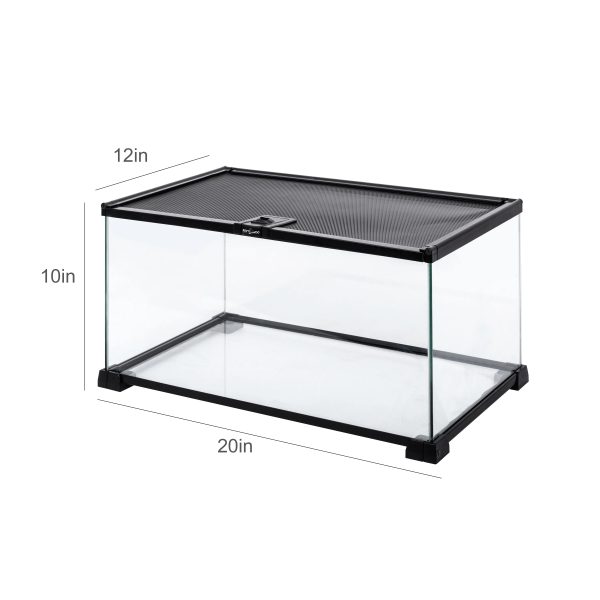 REPTIZOO Knock-Down Mini Glass Reptile Habitat, 360 Rotation Visually Reptile Terrarium 20”×12”×10”(10 gallon)，Easy Assembly - Image 3