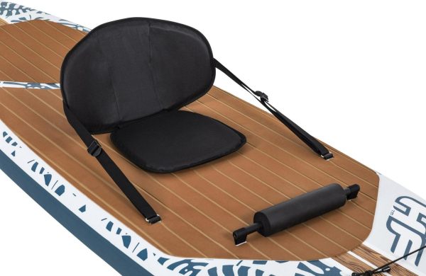 Hydro-Force Oceana 10 Ft. Inflatable Convertible Stand-up Paddle Board and Sit-on Kayak Set， Wood and Palm Print - Image 8