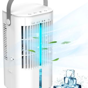 Portable Air Conditioners Fan, Air Cooler Evaporative 180°Auto Rotation, 3 Wind Speed, 2-4H Timer, Mini Cooling Fan for Room Home Bedroom Office