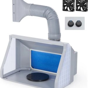 Airbrush Spray Booth With Dual Fans, Portable Paint Spray Booth For Airbrushing With Stepless Speed Switch, 3 LED Lights And Exhaust Hose, Airbrush Booth Kit For Painting Model Craft DIY