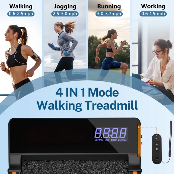 CoolHut Under Desk Treadmill with Incline, 4 in 1 Walking Pad Portable Treadmill for Walking, Running, 2.5HP Low-Noise Motor, LED Display, and Remote Control, Black, 265lbs - Image 7