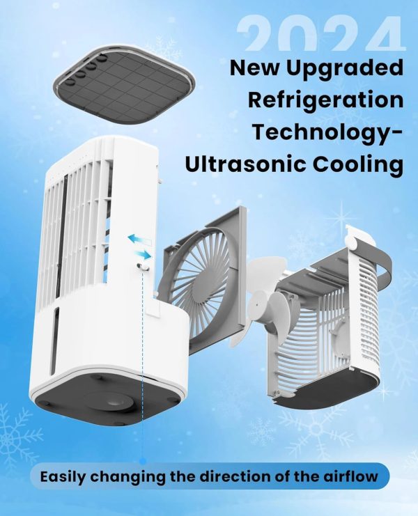 Portable Air Conditioners Fan, Air Cooler Evaporative 180°Auto Rotation, 3 Wind Speed, 2-4H Timer, Mini Cooling Fan for Room Home Bedroom Office - Image 3