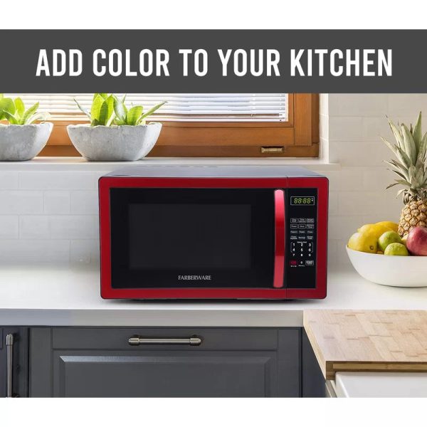 Farberware FMO11AHTBKN 1.1 cu. Ft. 1000-Watt Countertop Microwave Oven in Metallic Red - Image 6