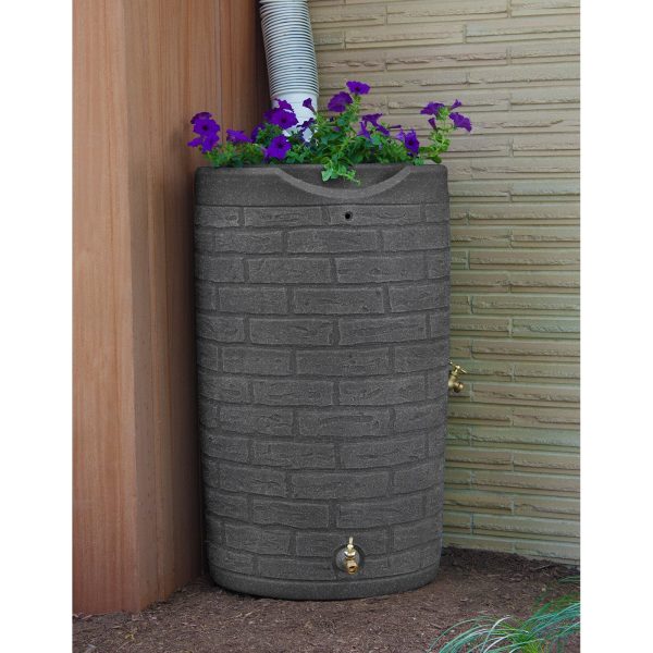 Good Ideas IMP-D50-DAR Impressions Downton Rain Saver Rain Barrel， 50 Gallon， Dark Granite - Image 8