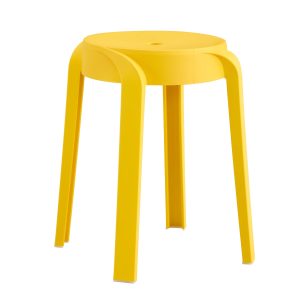 Stackable Space-Saving Plastic Stools - Set of 6 for Easy Storage,Yellow