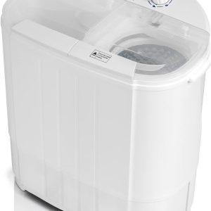 Home Compact Washing Machine with Twin Tub for Wash and Spin Dry, Portable, Built-in Gravity Drainage System, Agitation Wash Cycles, Use Less Soap and Water, for Dorms, Apartments, RVs