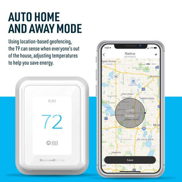 Honeywell Home T9 WiFi Smart Thermostat, Smart Room Sensor Ready, Touchscreen Display, Alexa and Google Assist White - Image 9