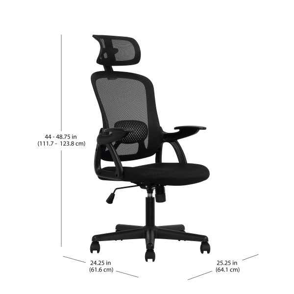 Mainstays Ergonomic Office Chair with Adjustable Headrest, Black Fabric, 275lb capacity - Image 3
